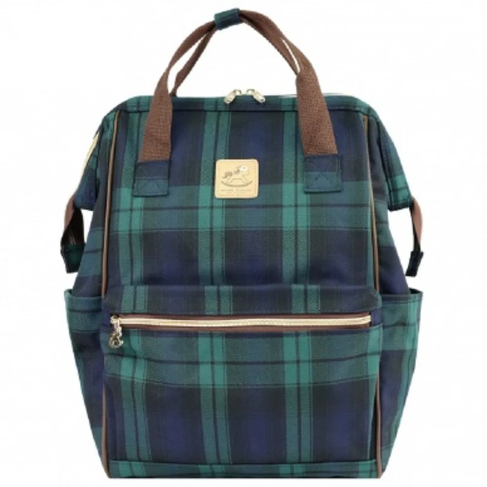 Waterproof Plaid Large Opening Backpack - Picture 1 of 10